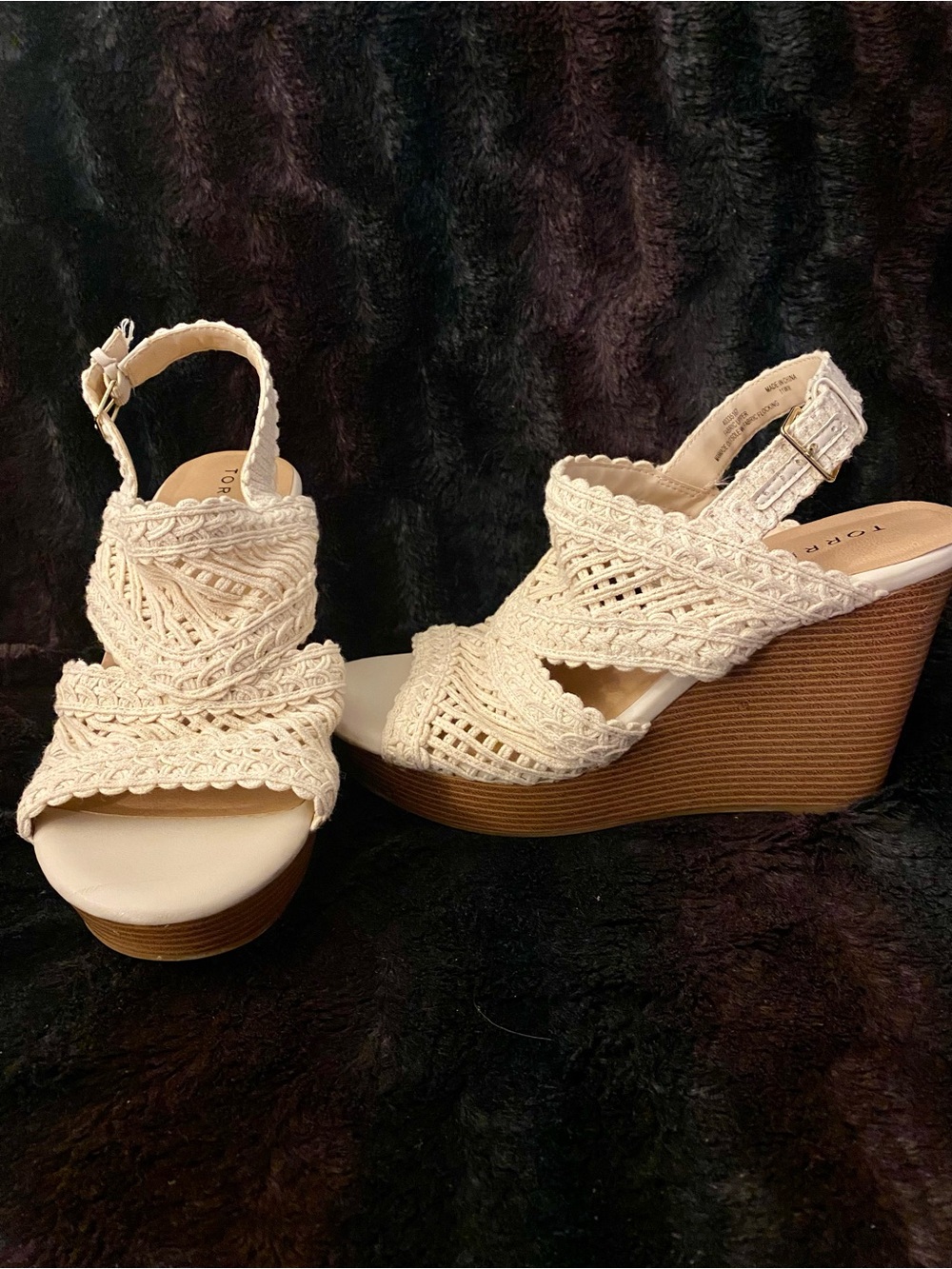 Torrid Cream Crochet Wedge Platform Sandals - Size 10WW - Worn Once! - Picture 3 of 12